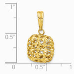 14K Yellow Gold Polished Puffed Square Pendant - Product Photo