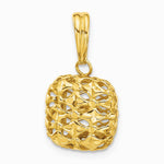 14K Yellow Gold Polished Puffed Square Pendant - Product Photo