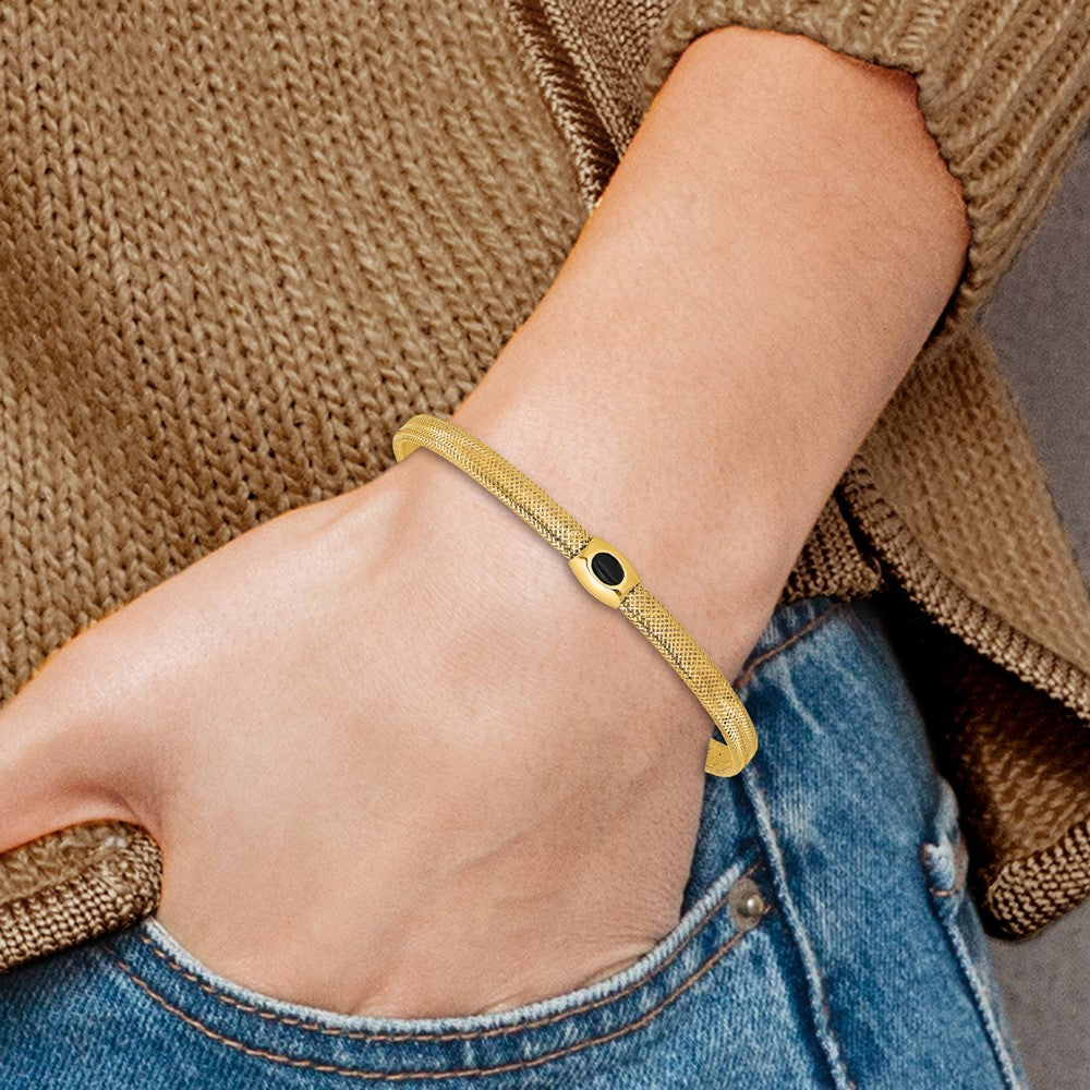 Leslie's 14K Polished Onyx Mesh Slip-on Stretch Bracelet - Product Photo