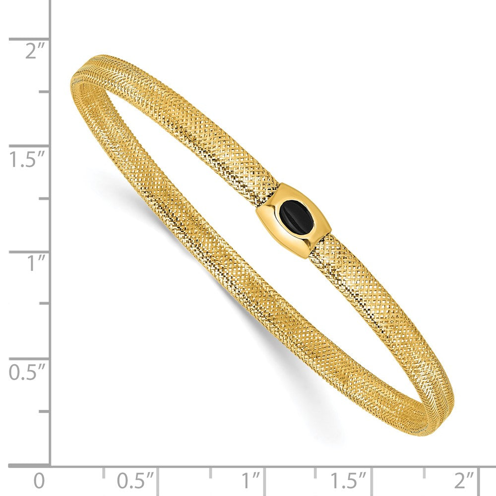Leslie's 14K Polished Onyx Mesh Slip-on Stretch Bracelet - Product Photo