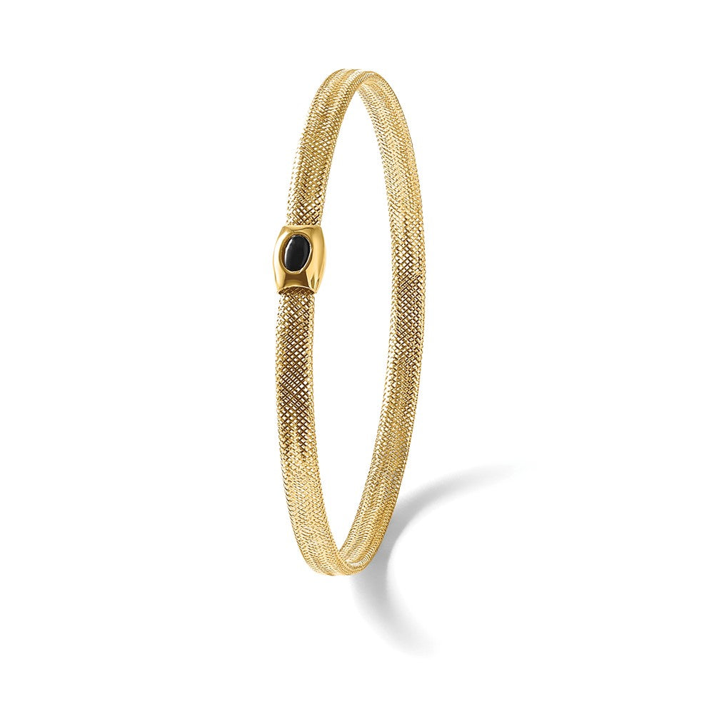 Leslie's 14K Polished Onyx Mesh Slip-on Stretch Bracelet - Product Photo