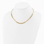 14K Yellow Gold Polished/Dia-cut Fancy Link with 2in ext. Necklace - Product Photo
