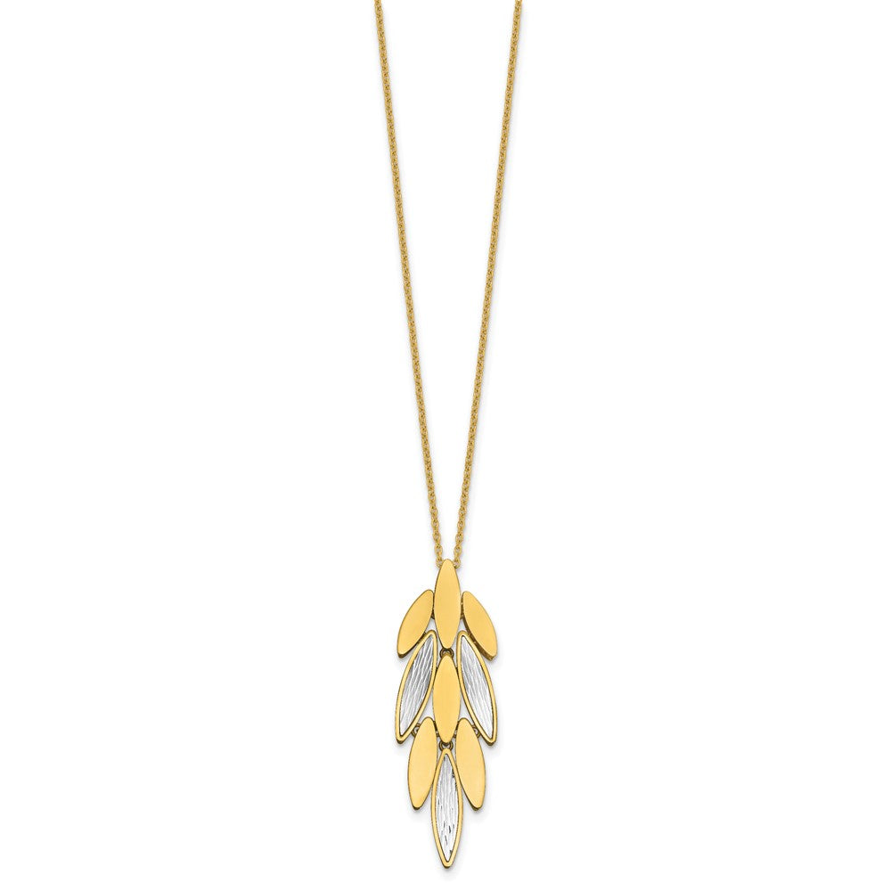Leslie's 14K Two-tone Polished/Dia-cut Fancy w/1in ext. Necklace - Product Photo