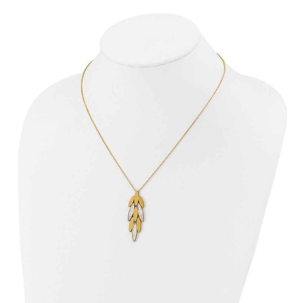 Leslie's 14K Two-tone Polished/Dia-cut Fancy w/1in ext. Necklace - Product Photo