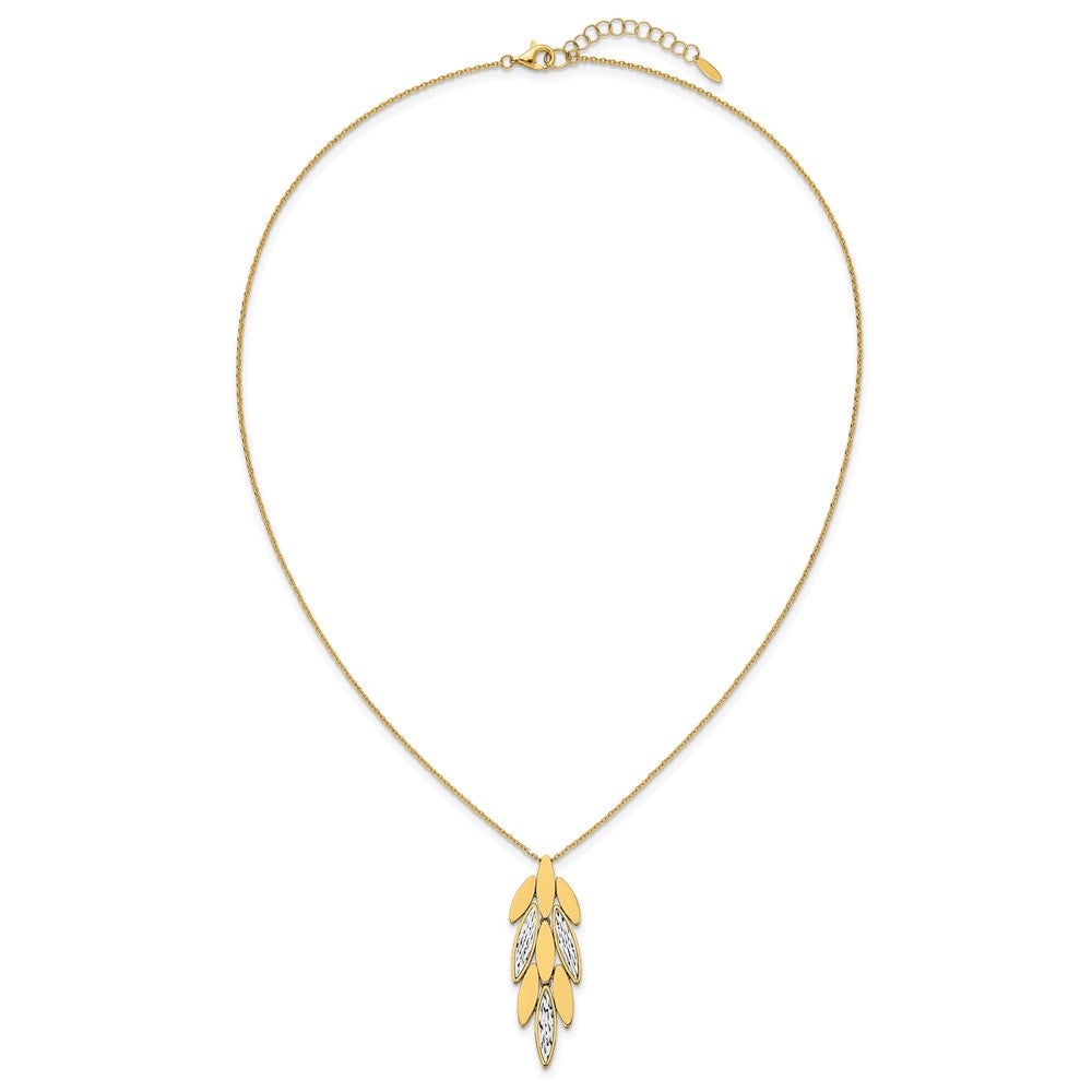Leslie's 14K Two-tone Polished/Dia-cut Fancy w/1in ext. Necklace - Product Photo