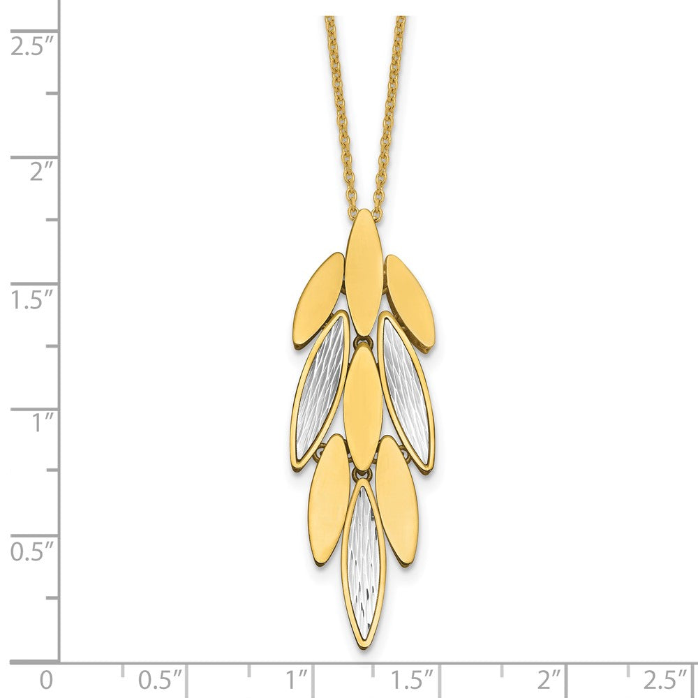 Leslie's 14K Two-tone Polished/Dia-cut Fancy w/1in ext. Necklace - Product Photo