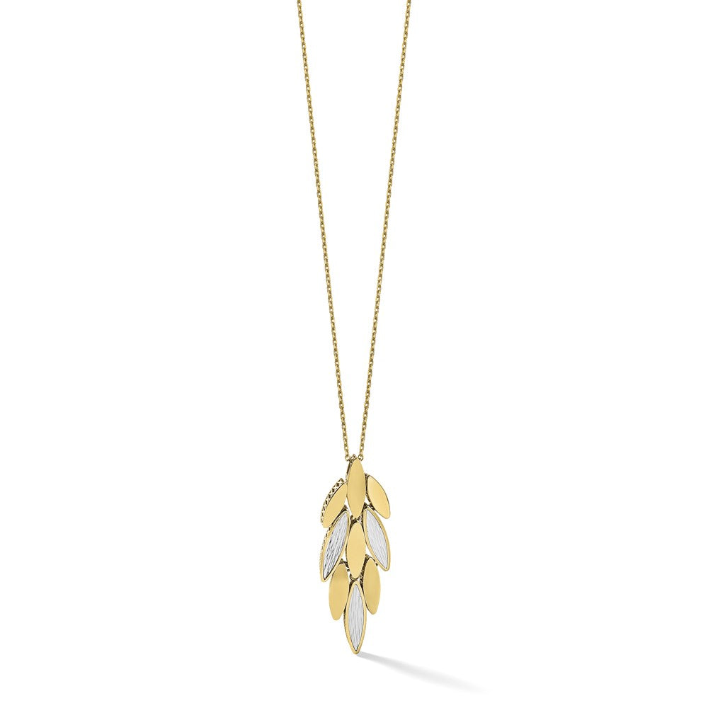 Leslie's 14K Two-tone Polished/Dia-cut Fancy w/1in ext. Necklace - Product Photo