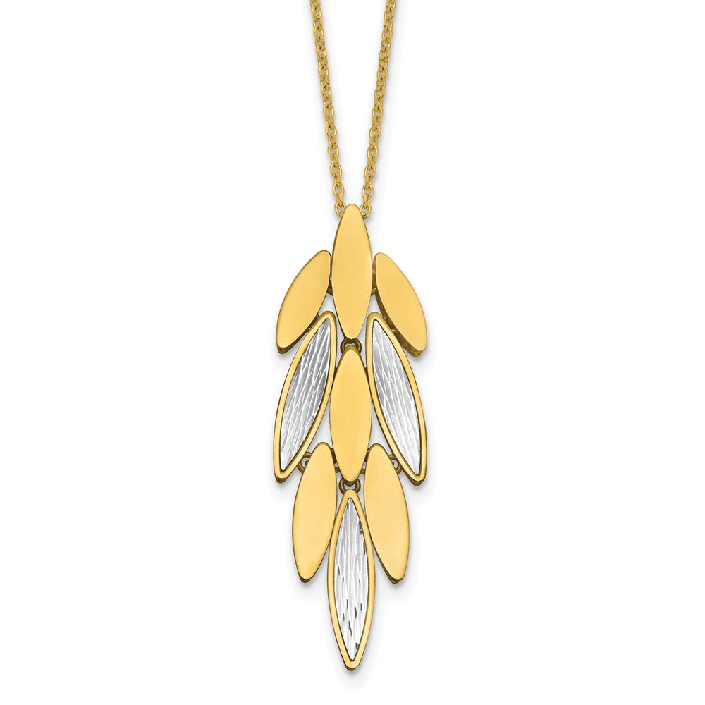 14K Two-tone Polished/Dia-cut Fancy with 1in ext. Necklace