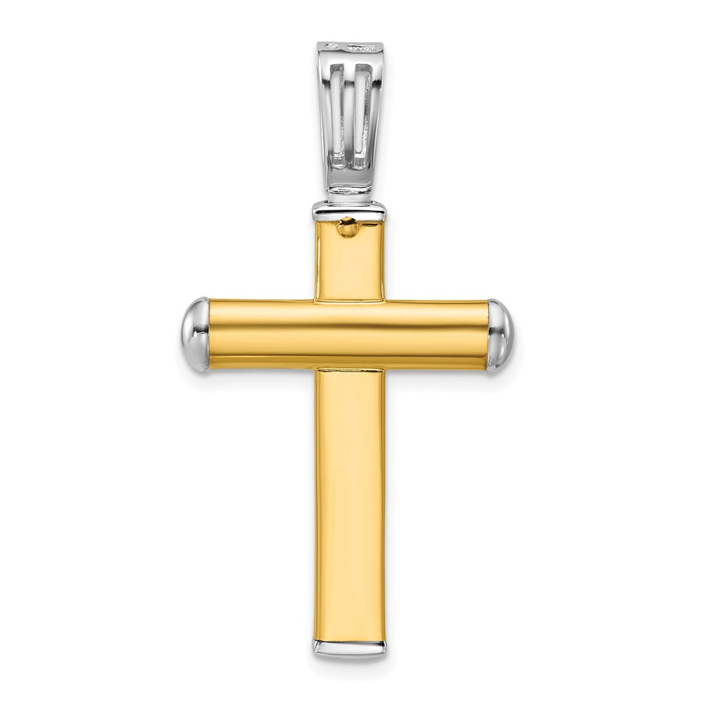 Leslie's 14K Two-tone Polished and Diamond-cut Cross Pendant - Product Photo