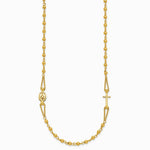 14K Yellow Gold Polish/Dia-cut/Beaded Religious Rosary Style Necklace - Product Photo