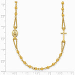 14K Yellow Gold Polish/Dia-cut/Beaded Religious Rosary Style Necklace - Product Photo
