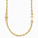 14K Yellow Gold Polish/Dia-cut/Beaded Religious Rosary Style Necklace - Product Photo