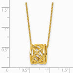 14K Yellow Gold Polished Floral Bead with 1 Inch Ext. Necklace - Product Photo