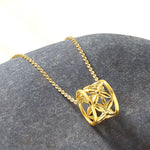 14K Yellow Gold Polished Floral Bead with 1 Inch Ext. Necklace - Product Photo