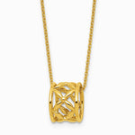 14K Yellow Gold Polished Floral Bead with 1 Inch Ext. Necklace - Product Photo