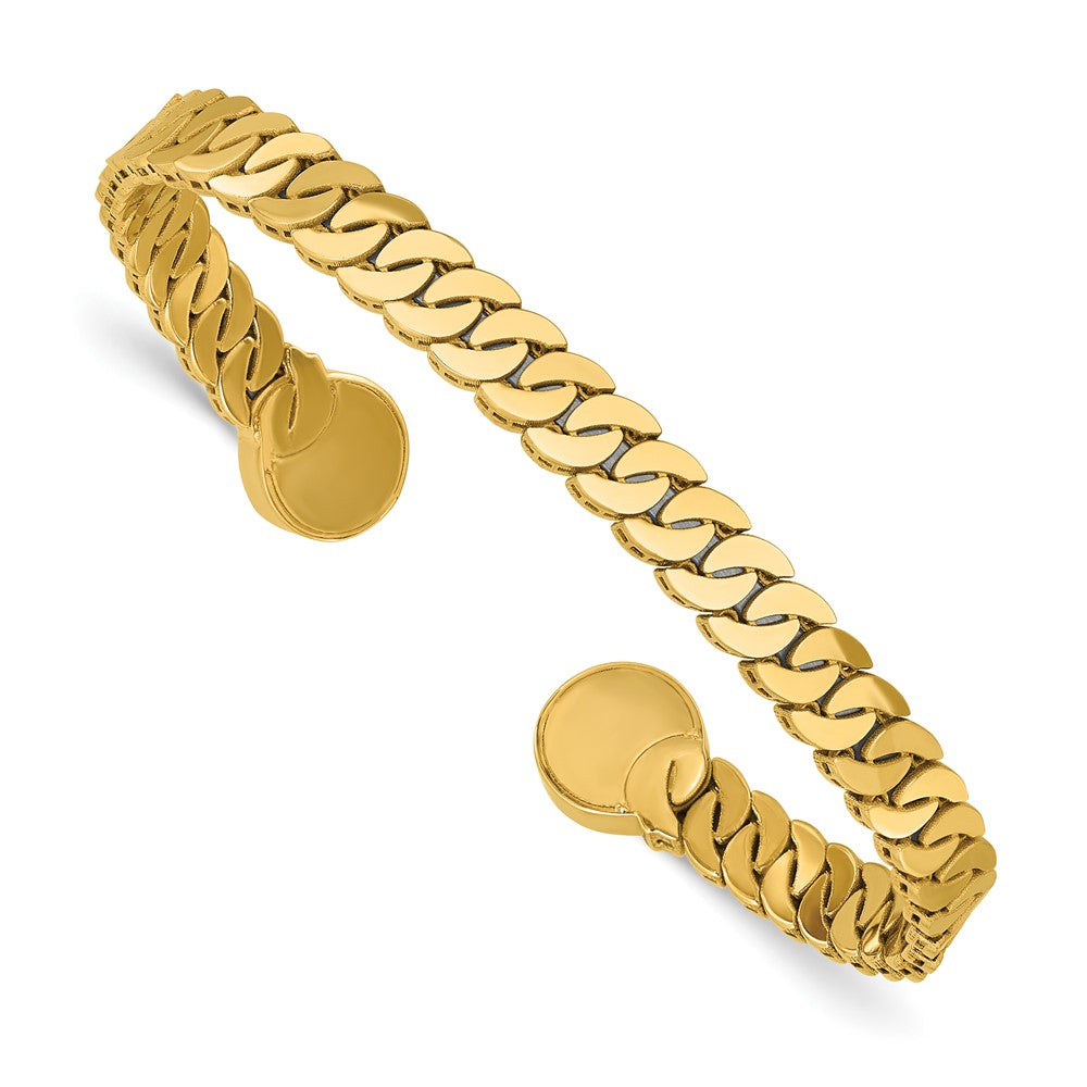 14K Yellow Gold Polished S-Link Cuff Bangle