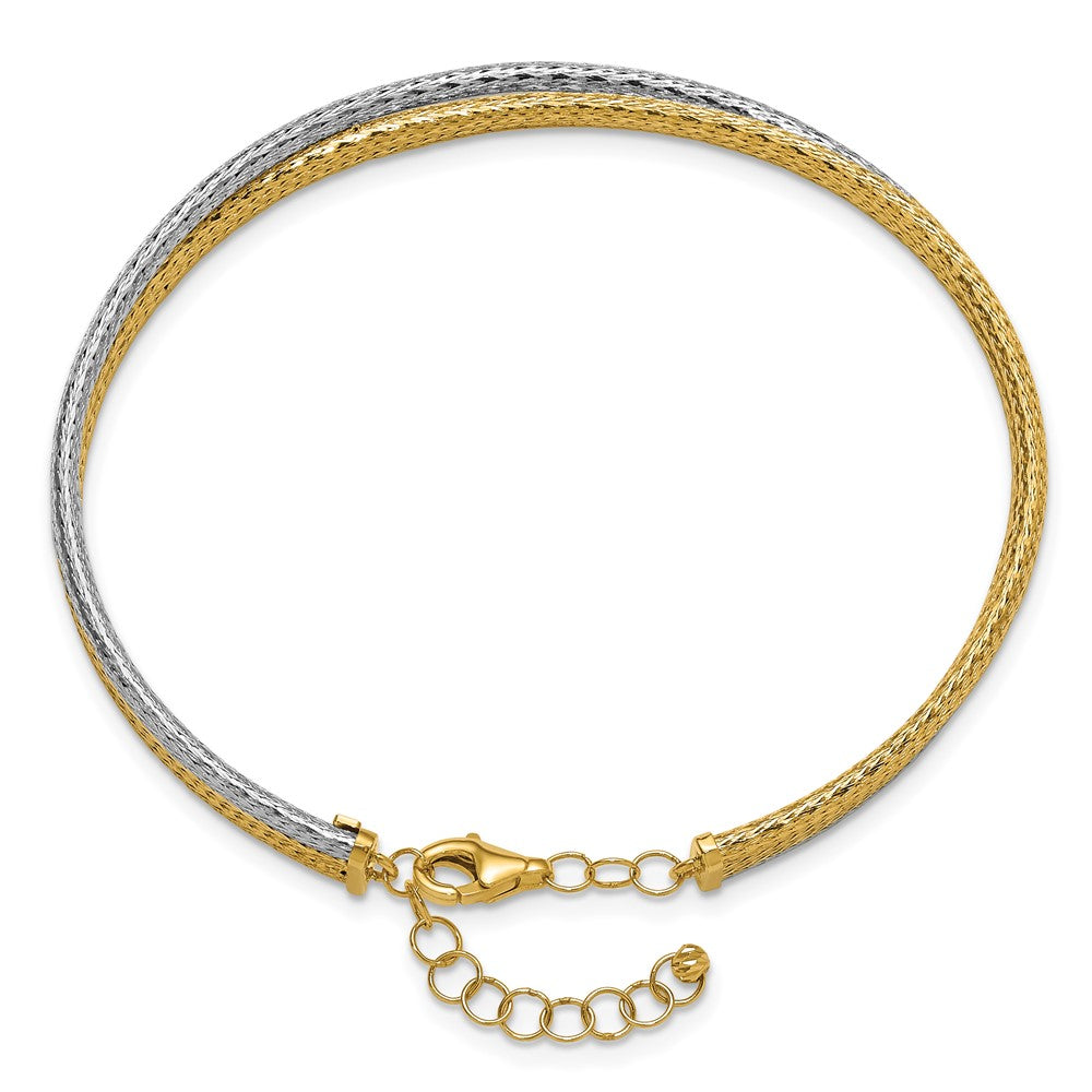 Leslie's 14KTT Polished & Textured Fancy 3-Wire w/ 1in Ext. Bangle - Product Photo