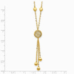14K Yellow Gold Polished Fancy Filigree Circles Dangle Necklace - Product Photo