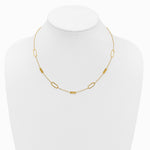 14K Yellow Gold Polished Elongated Oval and Bar with 2in Ext. Necklace - Product Photo