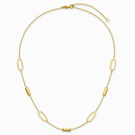 14K Yellow Gold Polished Elongated Oval and Bar with 2in Ext. Necklace - Product Photo