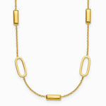 14K Yellow Gold Polished Elongated Oval and Bar with 2in Ext. Necklace - Product Photo