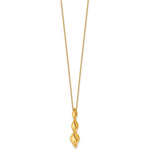 Leslie's 14K Polished Wavy Pendant on Dia-cut Chain w/1in ext. Necklace - Product Photo