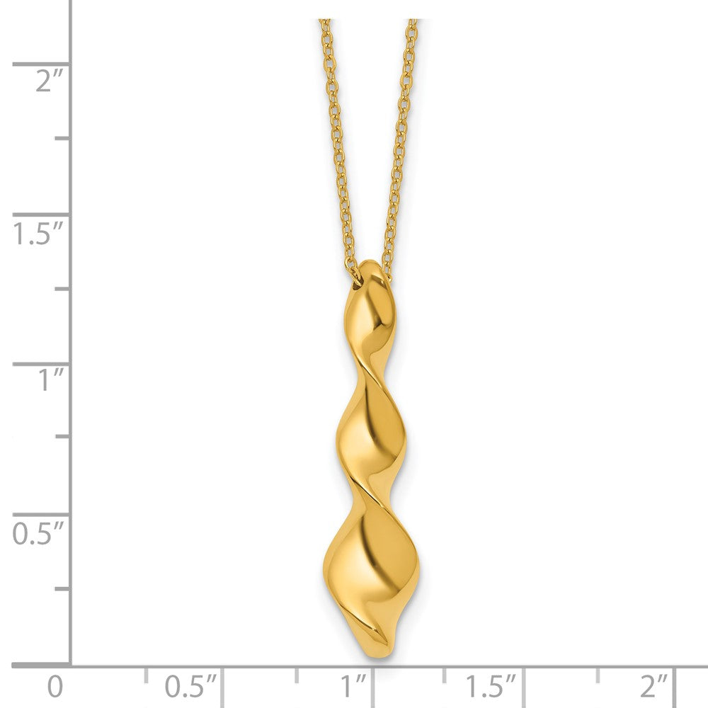 Leslie's 14K Polished Wavy Pendant on Dia-cut Chain w/1in ext. Necklace - Product Photo