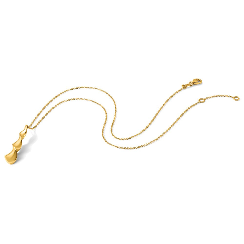Leslie's 14K Polished Wavy Pendant on Dia-cut Chain w/1in ext. Necklace - Product Photo
