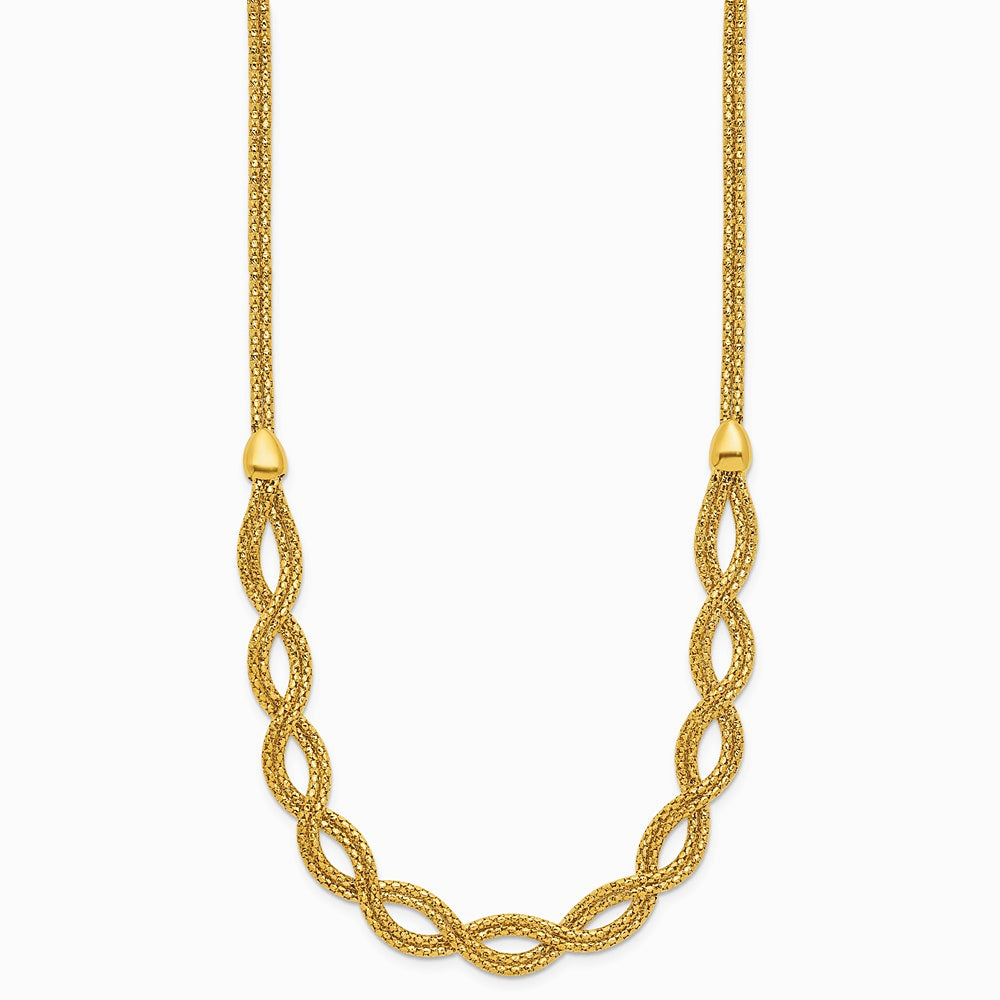 14K Yellow Gold Polished Fancy Woven Necklace - Product Photo