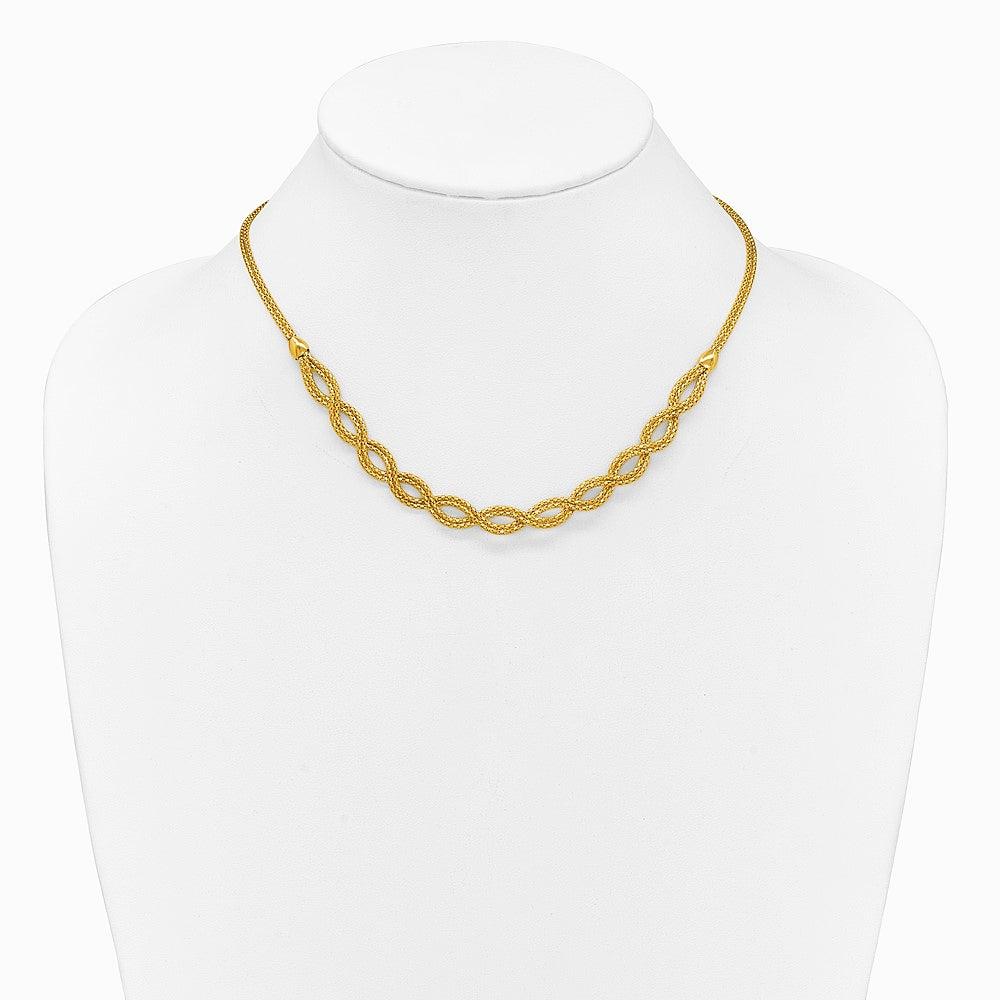 14K Yellow Gold Polished Fancy Woven Necklace - Product Photo