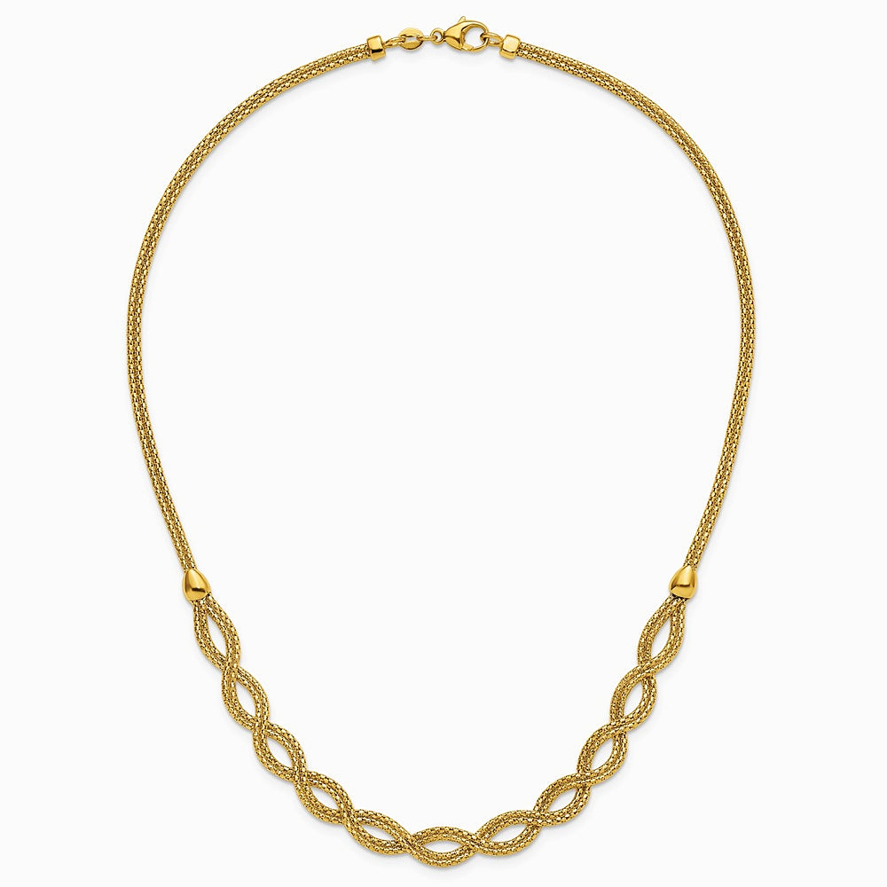14K Yellow Gold Polished Fancy Woven Necklace - Product Photo