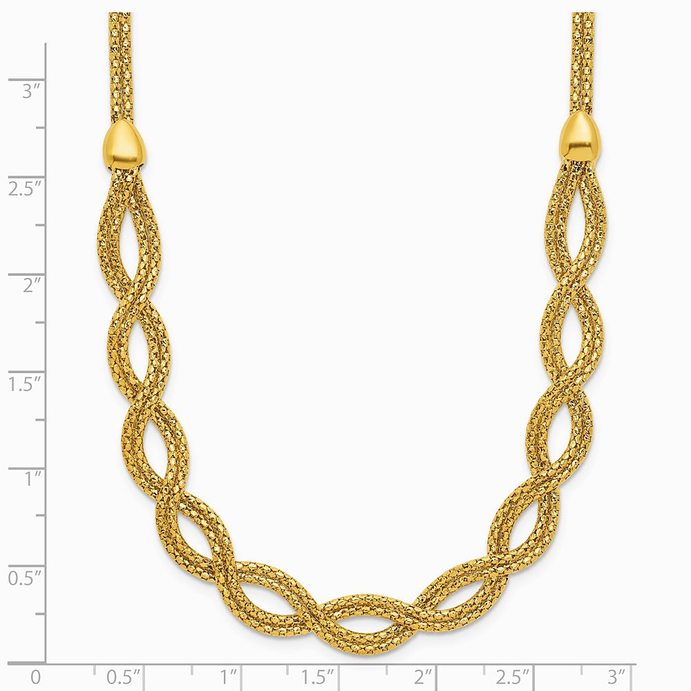14K Yellow Gold Polished Fancy Woven Necklace - Product Photo