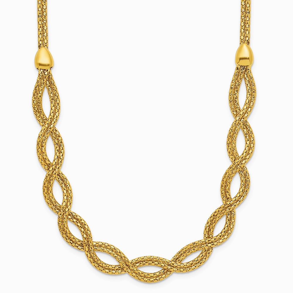 14K Yellow Gold Polished Fancy Woven Necklace
