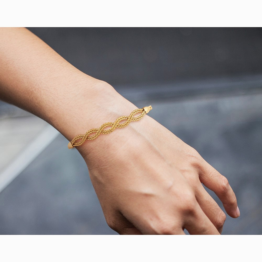 14K Yellow Gold Polished Fancy Woven Necklace - Product Photo