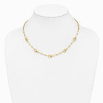 14K Yellow Gold Polished and Dia-cut. Circle Station Paperclip Necklace - Product Photo