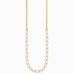 14K Yellow Gold Polished and Dia-cut Fancy Oval Link Necklace - Product Photo