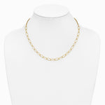 14K Yellow Gold Polished and Dia-cut Fancy Oval Link Necklace - Product Photo
