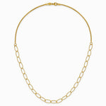 14K Yellow Gold Polished and Dia-cut Fancy Oval Link Necklace - Product Photo