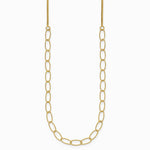 14K Yellow Gold Polished and Dia-cut Fancy Oval Link Necklace - Product Photo