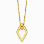 14K Yellow Gold Polished Diamond Shape Pendant with 2in ext. Necklace - Product Photo