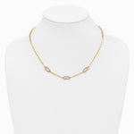 14K Yellow & RH with White RH Pol. and Dia-cut Paperclip Fancy Necklace - Product Photo