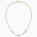 14K Yellow & RH with White RH Pol. and Dia-cut Paperclip Fancy Necklace - Product Photo