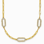 14K Yellow & RH with White RH Pol. and Dia-cut Paperclip Fancy Necklace - Product Photo
