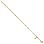Leslie's 14K Polished Beaded Cross w/.5in ext. Rosary Bracelet - Product Photo