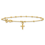 Leslie's 14K Polished Beaded Cross w/.5in ext. Rosary Bracelet - Product Photo