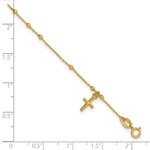 Leslie's 14K Polished Beaded Cross w/.5in ext. Rosary Bracelet - Product Photo