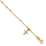Leslie's 14K Polished Beaded Cross w/.5in ext. Rosary Bracelet - Product Photo