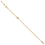 Leslie's 14K Polished Beaded Cross w/.5in ext. Rosary Bracelet - Product Photo
