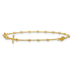 Leslie's 14K Polished Beaded Cross w/.5in ext. Rosary Bracelet - Product Photo