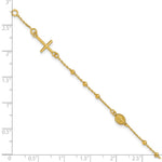 Leslie's 14K Polished Beaded Cross w/.5in ext. Rosary Bracelet - Product Photo